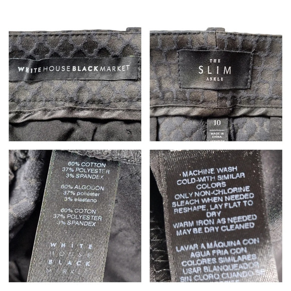 White House Black Market Sz‎ 10 The Slim Ankle Black Textured Pant - Picture 11 of 15